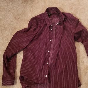 Maroon with white dots long sleeve shirt